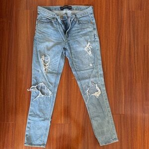 Express Light Blue Ripped Skinny Jeans
